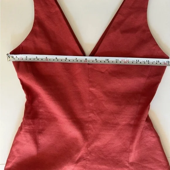 Theory linen blend  Tadayon Stretch Midi Dress V-
Neck Sz 2 - Picture 9 of 11